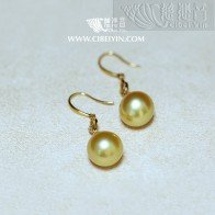 Golden sea pearl 18K earrings-B