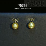 Golden sea pearl 18K earrings-37