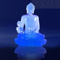 Divine Glazed Crystal Medicine Buddha Statue- Purplish Blue(Big)