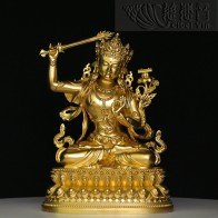 "Great Wisdom" Manjushri Statue - Gold Painted（20CM)