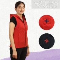 Hooded Vest--Vajra embroidery