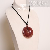 “Peach Blossom in Full Bloom” Strawberry Quartz Peace Pendant