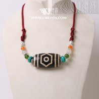Auspicious Protective Dzi Bead Necklace – 40 mm – Random Shipment
