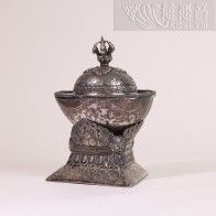 19th Century Tibetan Silver Kapala Offering Cup