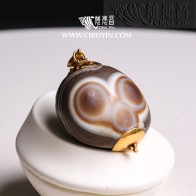 Natural Three-Eyed Dzi Bead King pendant-3