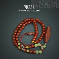 Red Old Agate beads Necklace 01-A