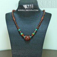 "Brave and Diligent"Old Agate Necklace 2A-107