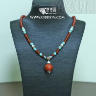 "Fearless"Old Agate Necklace 2A-93