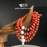 Natural Agate Medicine Buddha 108 Prayer Beads  (thin line) 03-01