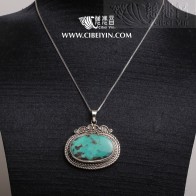 Natural Turquoise Silver Pendant-332