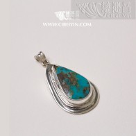 Natural Turquoise Silver Pendant-336