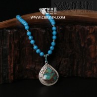 Natural Turquoise Silver Pendant-337