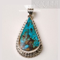 Natural Turquoise Silver Pendant-36A