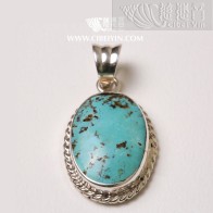 Natural Turquoise Silver Pendant-5A7