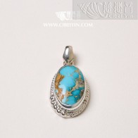 Natural Turquoise Silver Pendant-813