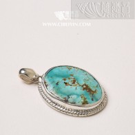 Natural Turquoise Silver Pendant-90A