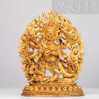 Gold Plated on Bronze Statue of Mahakala