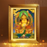 God of Wealth (Yellow Jambhala) Thangka - 48x34cm