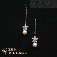 Star Freshwater Pearl  925 Sterling Silver  Earrings