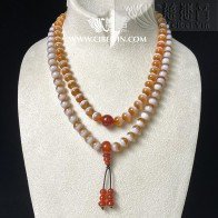 "Treasure Jar Bead" Natural Agate 108 Prayer Beads 02-05