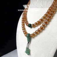 "Treasure Jar Bead" Natural Agate 108 Prayer Beads 04-01