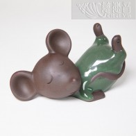 Zen Tea Pets -"Sweet Dreams" Good Fortune Mouse (Legs Up) - Green