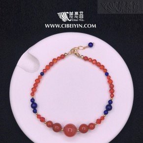 Lucky Stars-South Red Agate Bracelet (18K Gold)