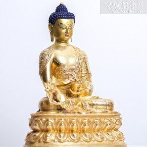 Gilt bronze - Medicine Buddha statue (22cm)-3