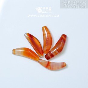 Horn-Shaped Dzi Bead (Natural Red Sardonyx) - AA2