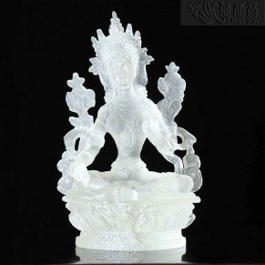 White Colored Glazed Crystal White Tara Statue