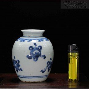 Ming Dynasty Six Auspicious Blue and White Treasure Jar