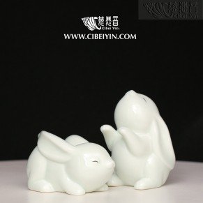 Zen Tea Pets - "Happiness & Joy" A Pair of Rabbits