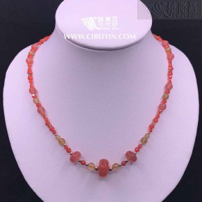 Turn the stone into gold--South Red Agate Necklace (GF Rose Gold)