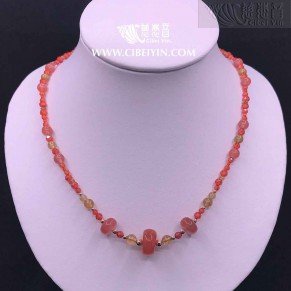 Turn the stone into gold--South Red Agate Necklace (GF Rose Gold)