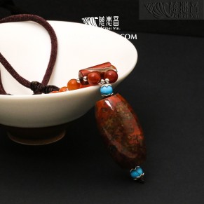 "Lotus Blooms at Every Step"True Fire Stone Necklace-18-01A