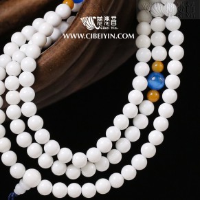 Milky White Tridacna 108 Prayer Beads - 6mm -1
