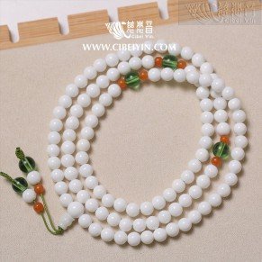 Milky White Tridacna 108 Prayer Beads - 6mm -A