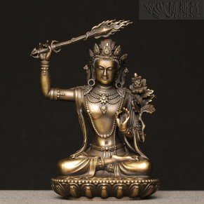 "Great Wisdom" Manjushri Statue - Antique Finishing（11CM)