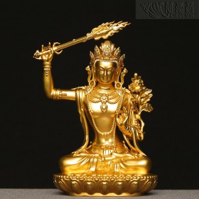 "Great Wisdom" Manjushri Statue - Gold Painted（11CM)