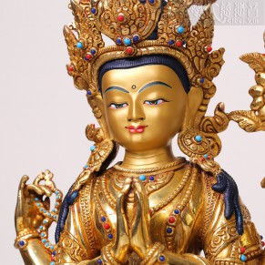 Gilt copper-Four-Armed Guanyin Bodhisattva Statue (36cm)