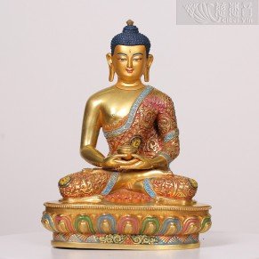 Gilt bronze painted Amitabha statue