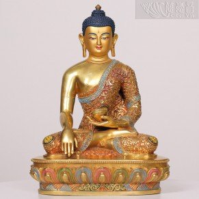 Gilt bronze painted  Shakyamuni Buddha Statue