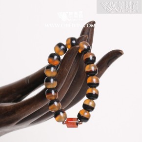 "Treasure Jar Bead" Natural Agate Bracelet C