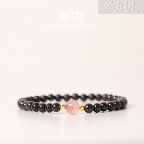 “Smooth Sailing” Garnet and Strawberry Crystal Bracelet (Single Bead) - 4mm