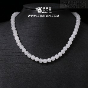 White Jade Necklace - 8mm