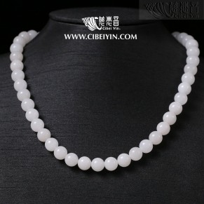 White Jade Necklace - 10mm