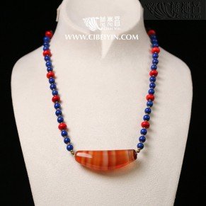 Horn-Shaped Dzi Bead- Special Grade  Necklace-23