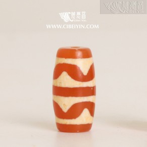 Double Tiger Tooth Dzi Bead (Red) – 19 mm