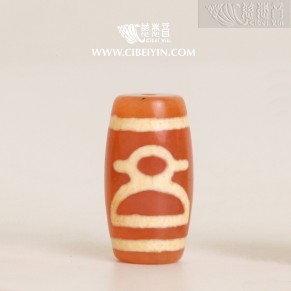 Wealth God Dzi Bead (Red) – 19 mm