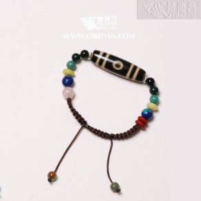 Two-Eyed Dzi Bead Bracelet – 38 mm – Random Shipment